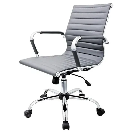 Zexa Office Chair with Adjustable Height - Grey, Faux Leather