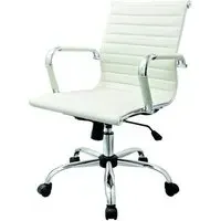 Zexa Office Chair with Adjustable Height - White, Faux Leather