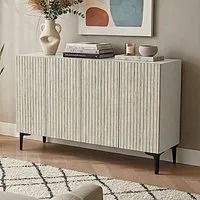 Zeynep 4-Door Sideboard - White, Travertine Marble Effect alternate view