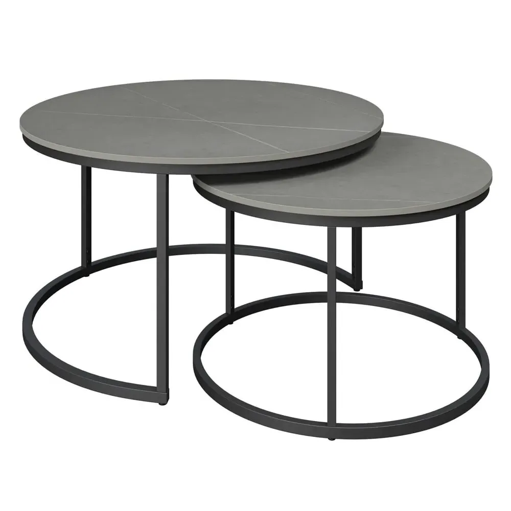 Zillah Nesting Coffee Tables - Grey, Sintered Stone Ceramic image