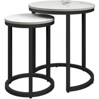 Zillah Round Side Table Set of 2 - White, Ceramic alternate view