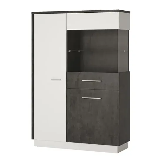 Zinger Left Handed Low Display Cabinet - Grey, MDF