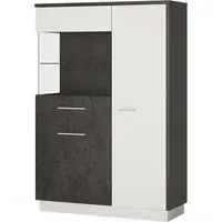 Zinger Right Handed Low Display Cabinet - Grey, Wood