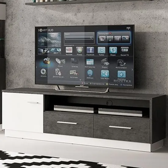 Zinger TV Stand with 2 Drawers - Slate Grey, Alpine White image