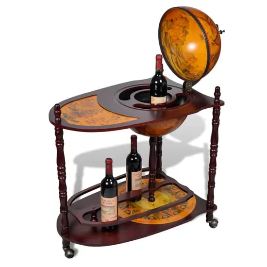 Zinnia Freestanding Globe Bar Cabinet - Brown, Wood