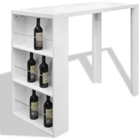 Zion Bar Table with Wine Rack - White, High Gloss