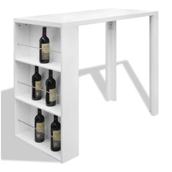 Zion Bar Table with Wine Rack - White, High Gloss