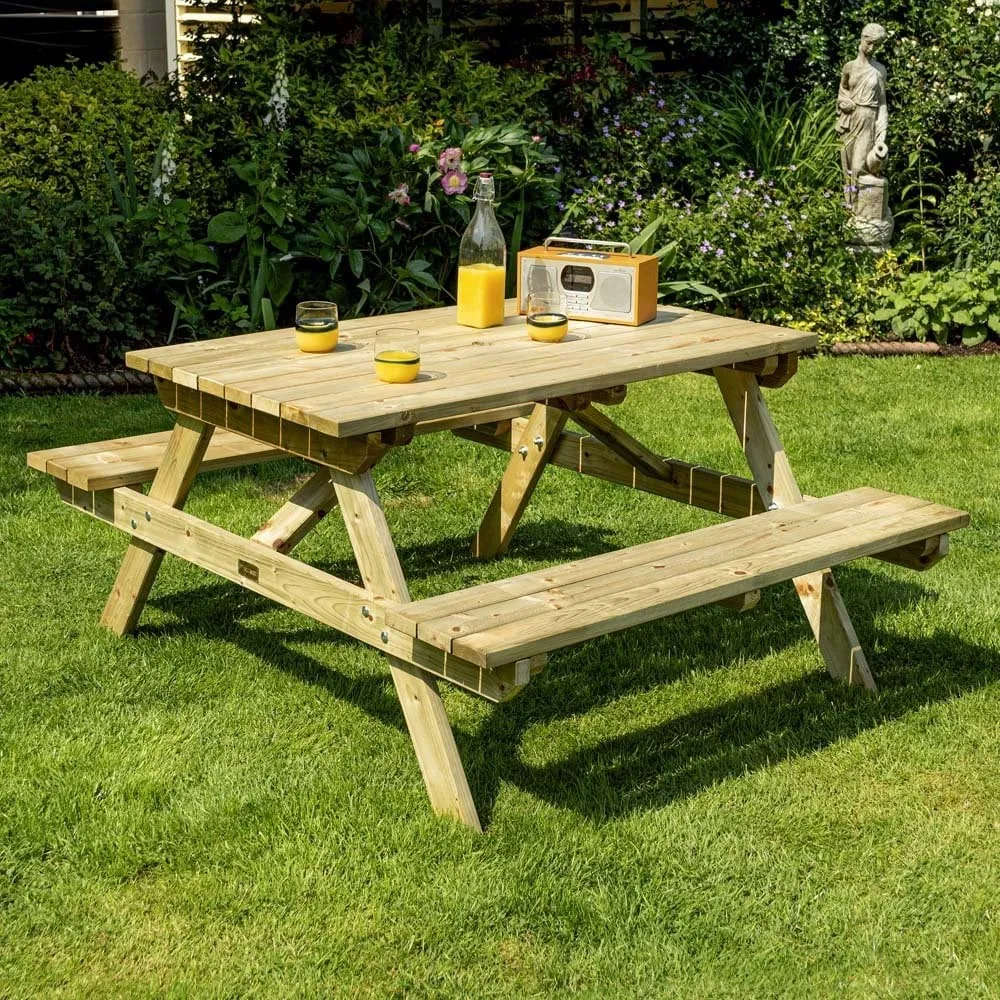 Zox Rectangular 4-Seater Picnic Table - Natural image