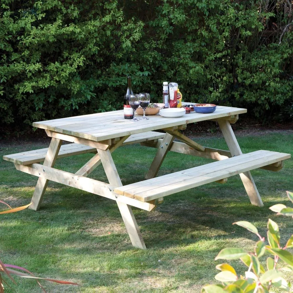 Zox Rectangular 6-Seater Picnic Table - Natural