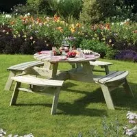 Zox Round 8-Seater Picnic Table - Natural