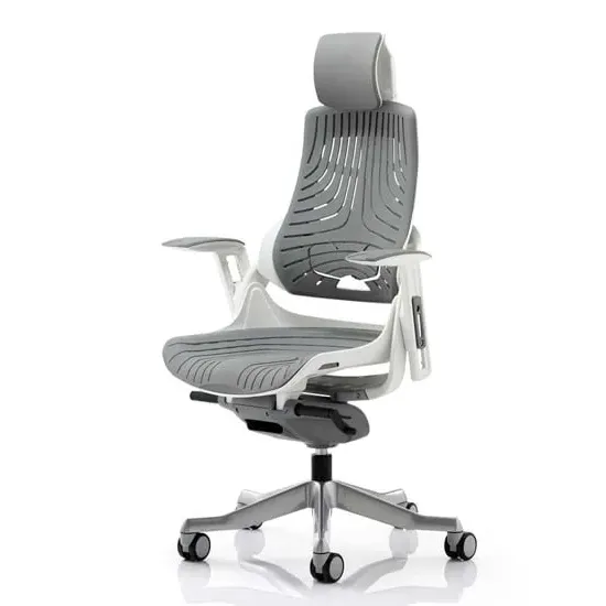 Zure Executive Office Chair with Headrest - Grey, Elastomer