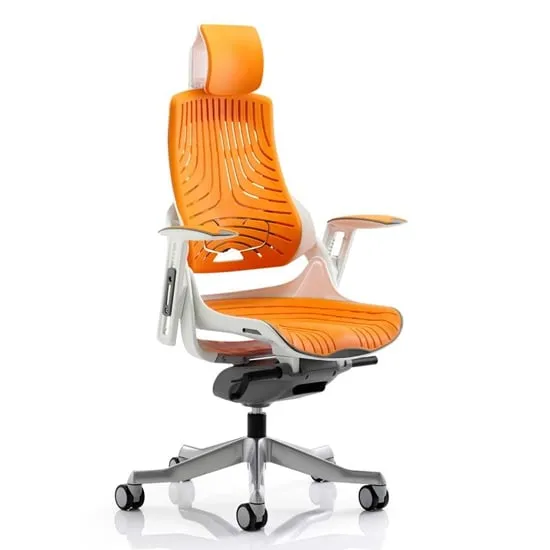 Zure Executive Office Chair with Headrest - Orange, Elastomer