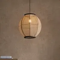 Zurich Large Natural Fabric Pendant Light - Black