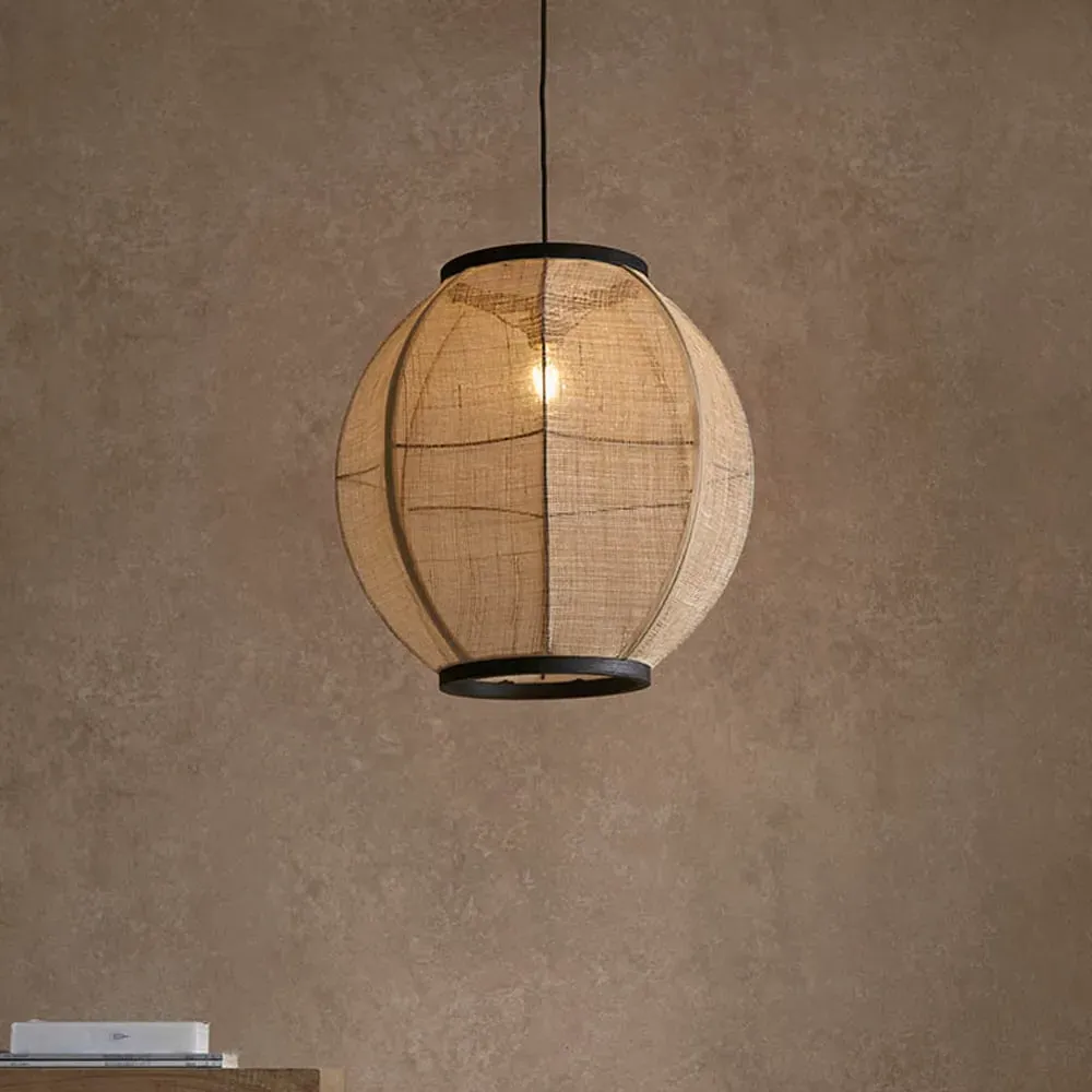 Zurich Large Natural Fabric Pendant Light - Black