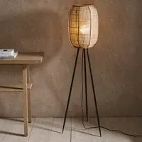 Zurich Natural Fabric Floor Lamp - Black