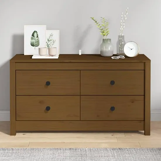 Zurich Pinewood Storage Cabinet with 2 Drawers - Honey Brown