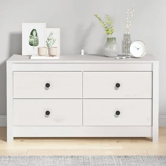 Zurich Pinewood Storage Cabinet with 2 Drawers - White