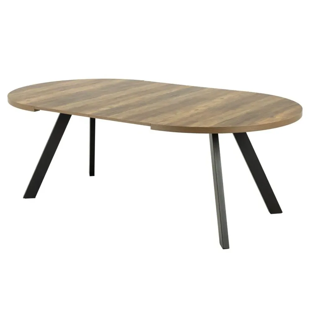Zurich Round Extendable Dining Table - Oak, Metal image