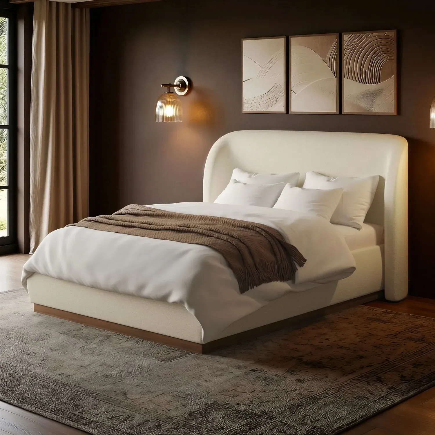 Adelyn Double Ottoman Bed with Curved Headboard - Cream product