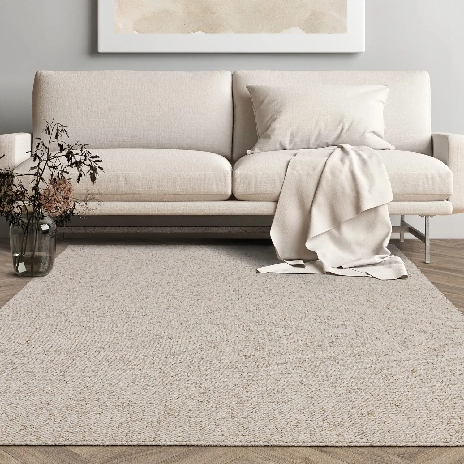 Boden Large Rectangular Rug - White, Polyester product