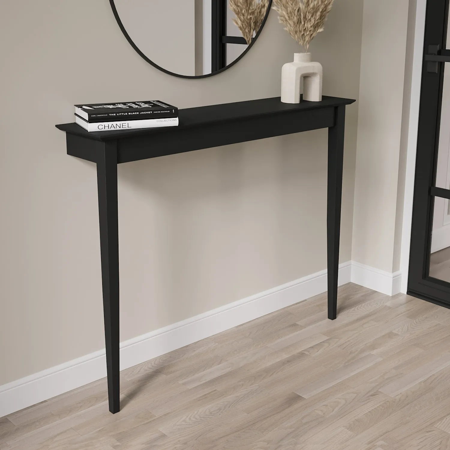 Small Narrow Wall Mounted Console Table 115cm - Black, Rubberwood product
