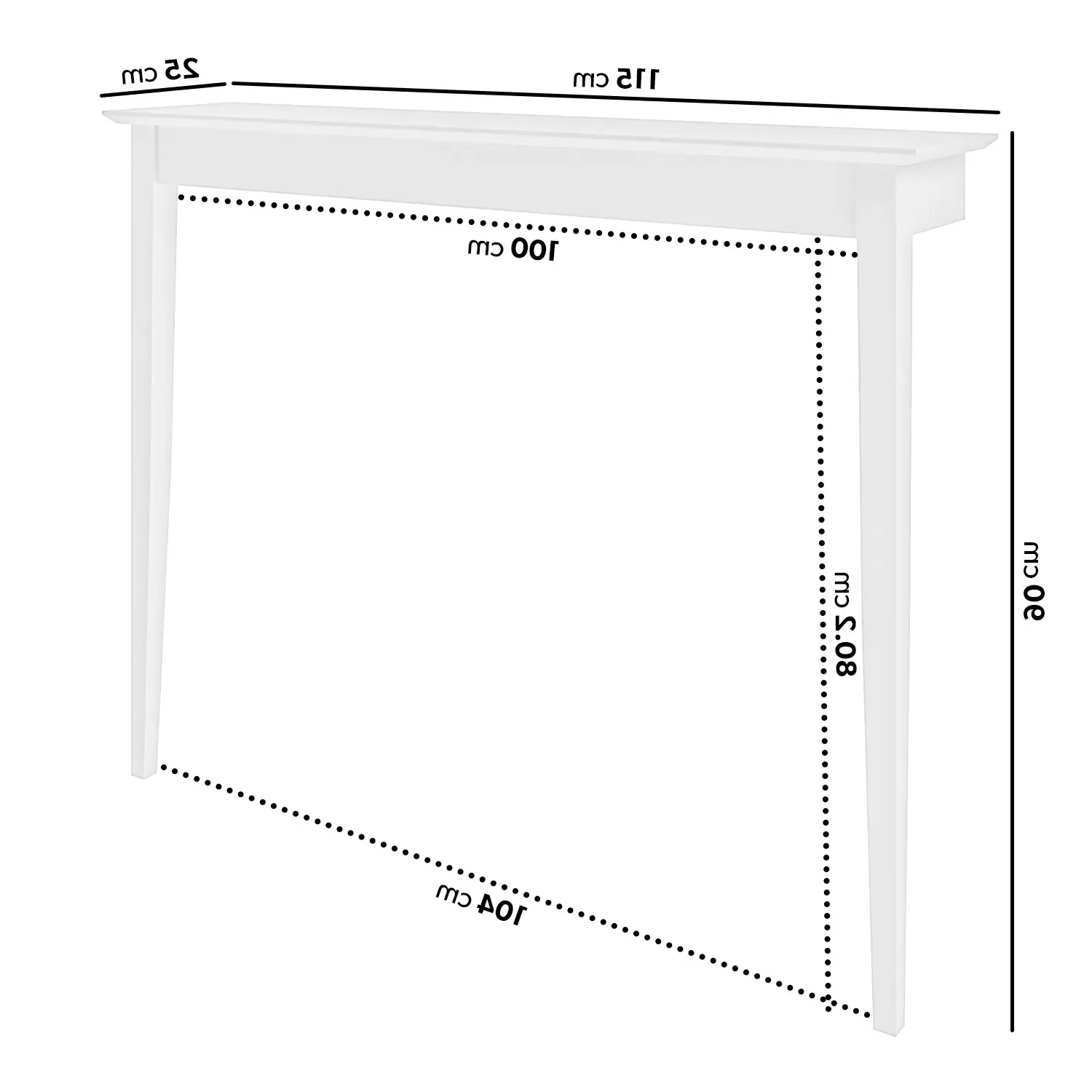 Small Narrow Wall-Mounted Radiator Cover - White, MDF alternate view
