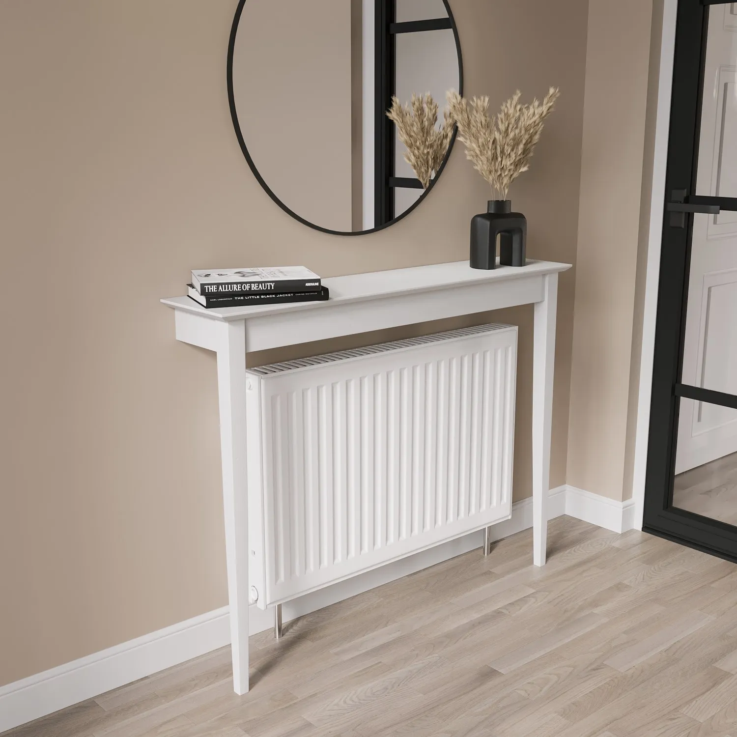 Small Narrow Wall-Mounted Radiator Cover - White, MDF product