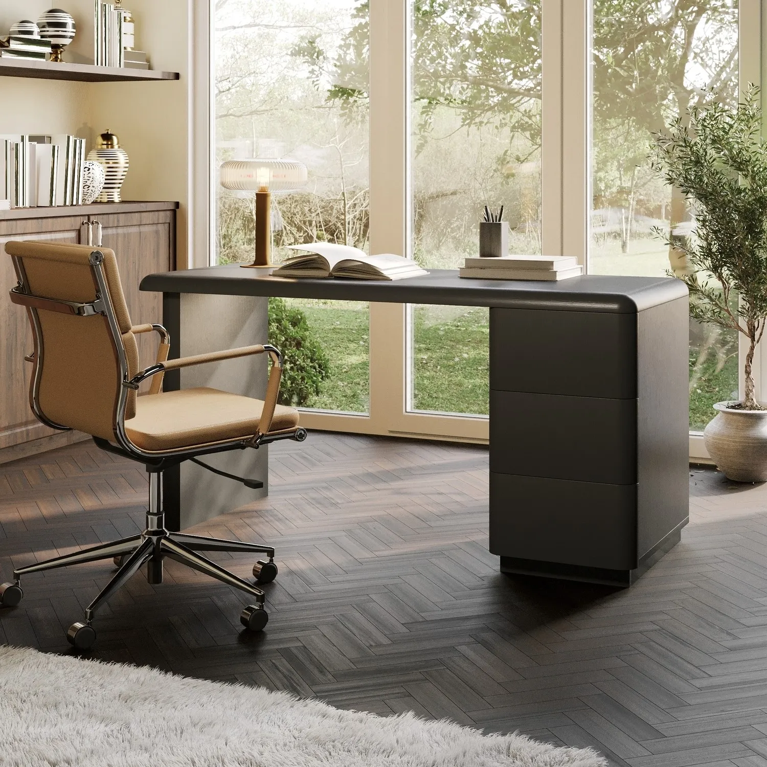 Banks Office Desk with Drawers - Black, MDF product