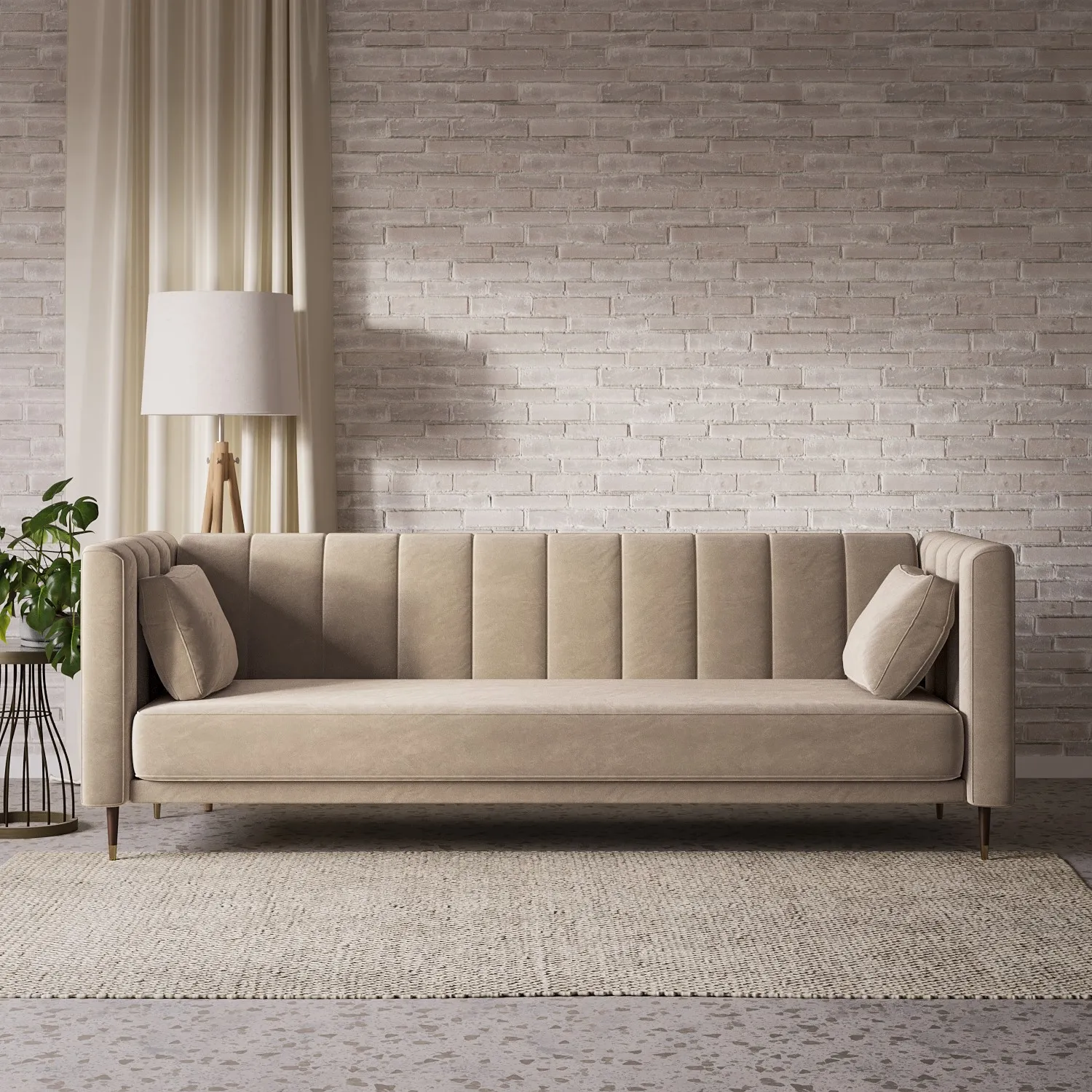 beige-velvet-click-clack-sofa-bed-seats-3-mabel image