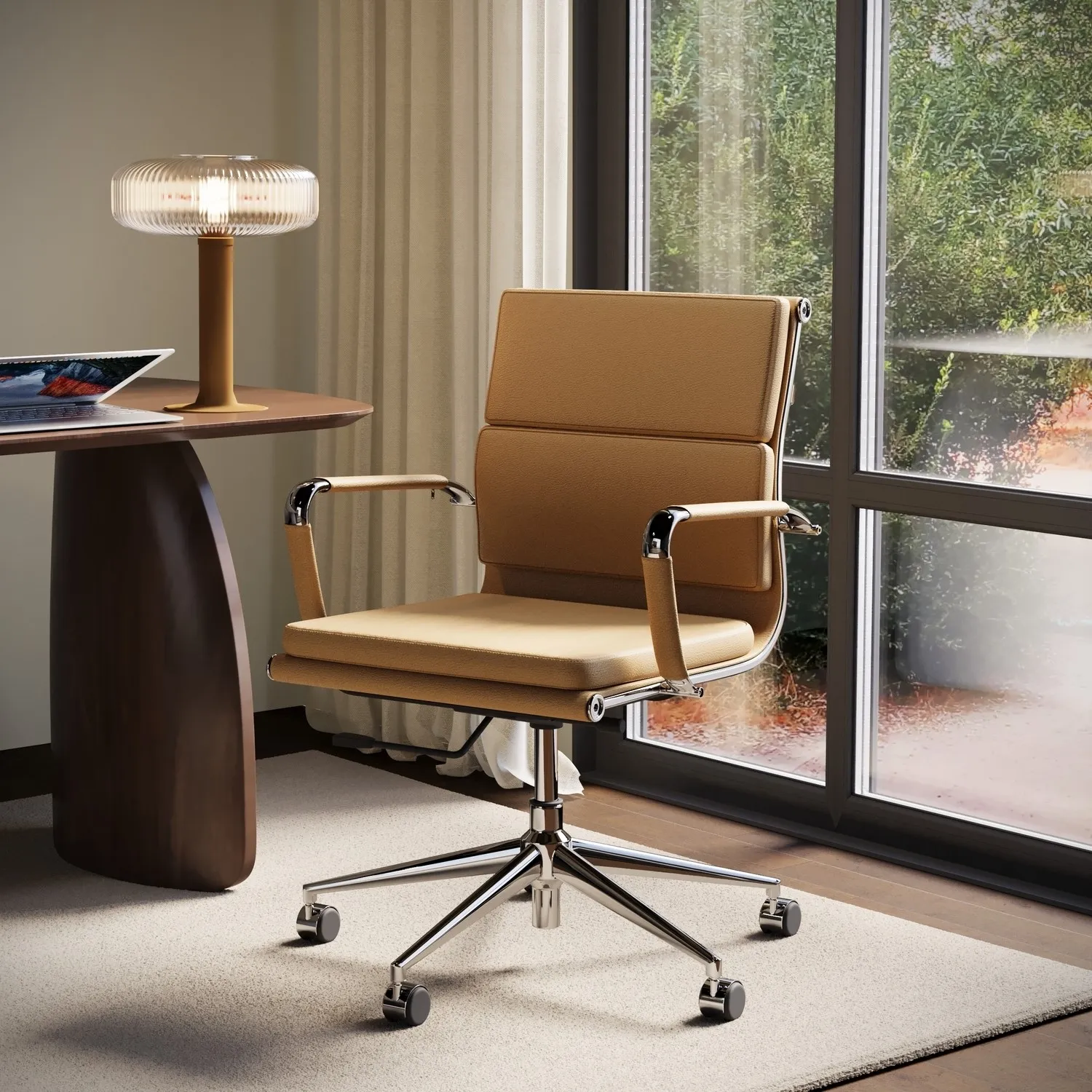 Benson Office Swivel Chair - Tan, Faux Leather product