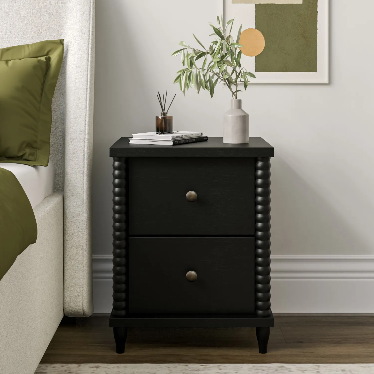 black-2-drawer-bobbin-bedside-table-alma image