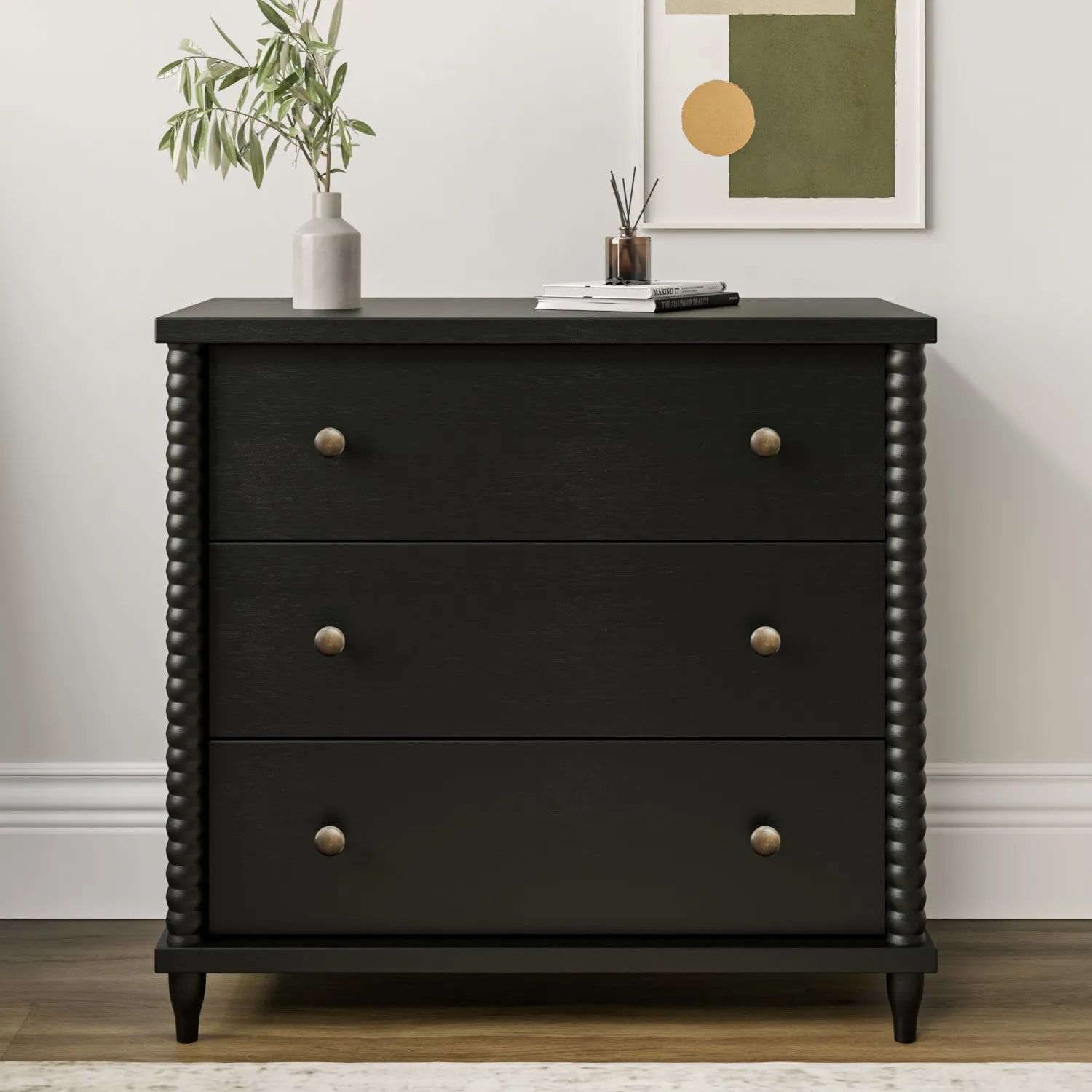 black-bobbin-chest-of-3-drawers-alma image