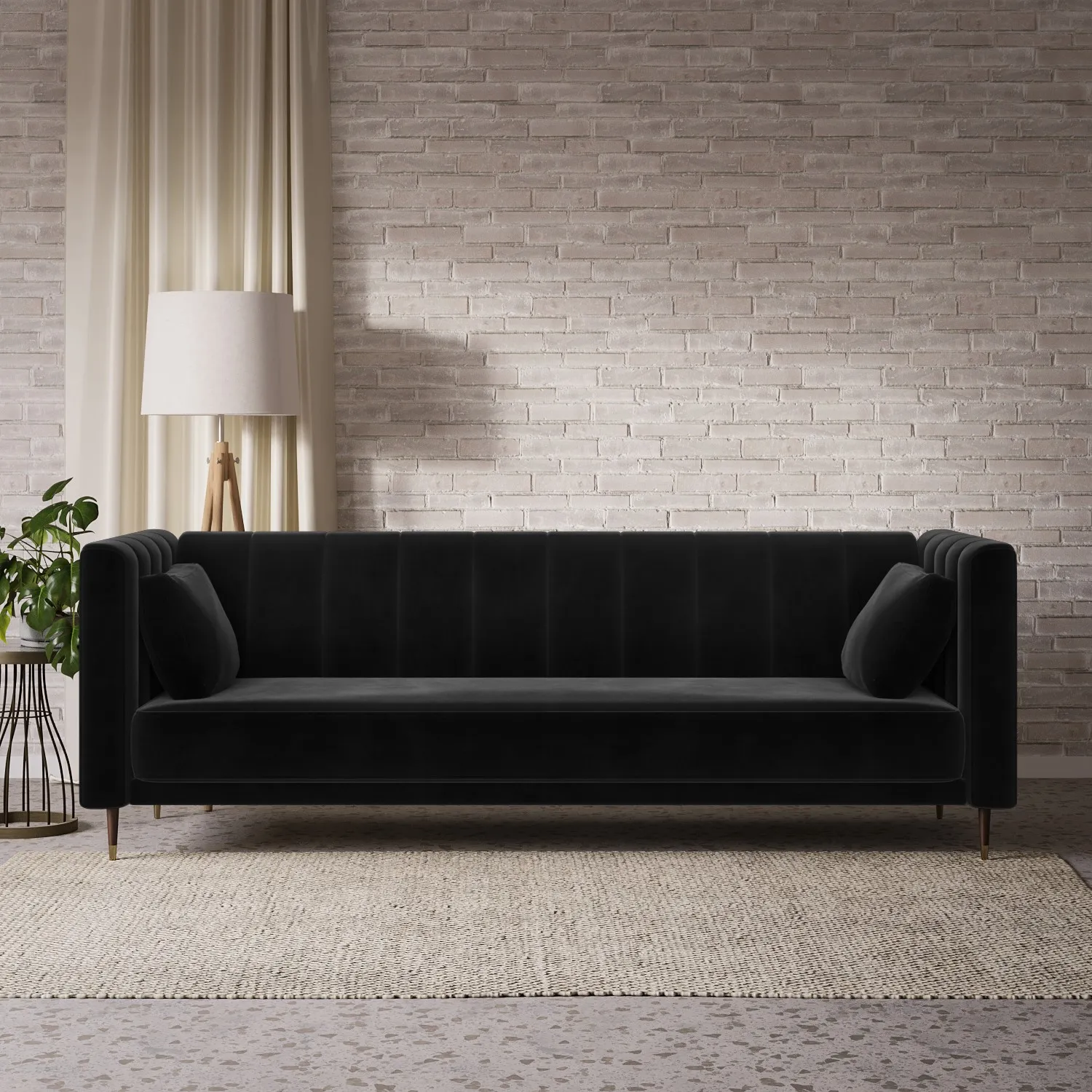 black-velvet-click-clack-sofa-bed-seats-3-mabel image