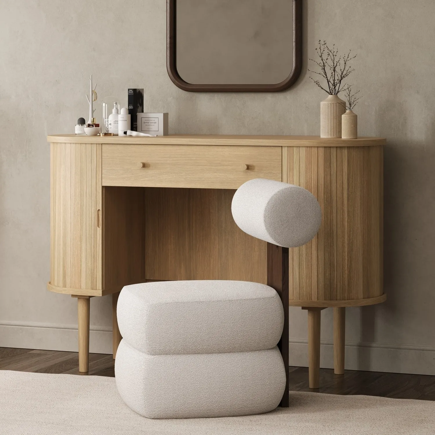 Breuer Dressing Table with Drawer and Cupboards - Oak alternate view