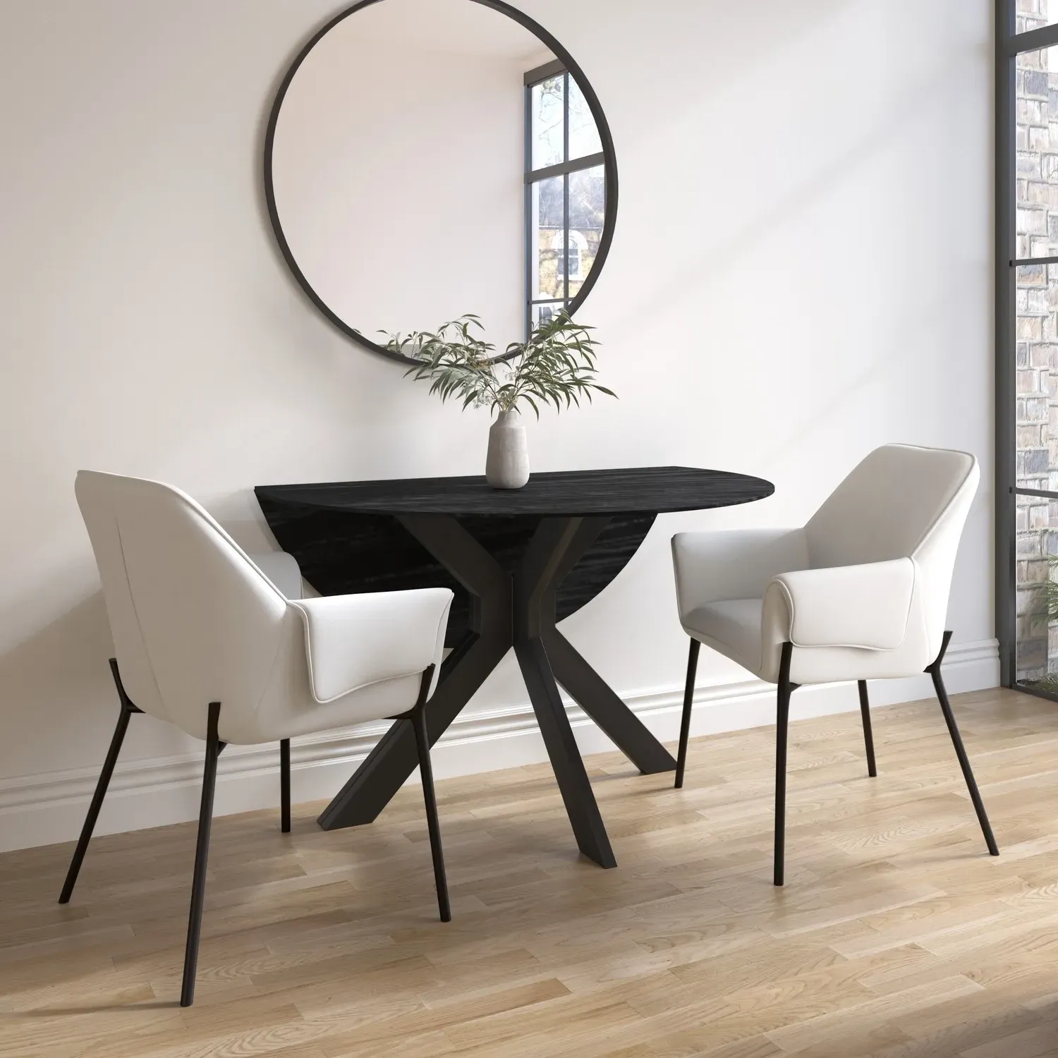 Round Extendable Drop Leaf Dining Table - Black, Oak Veneer product