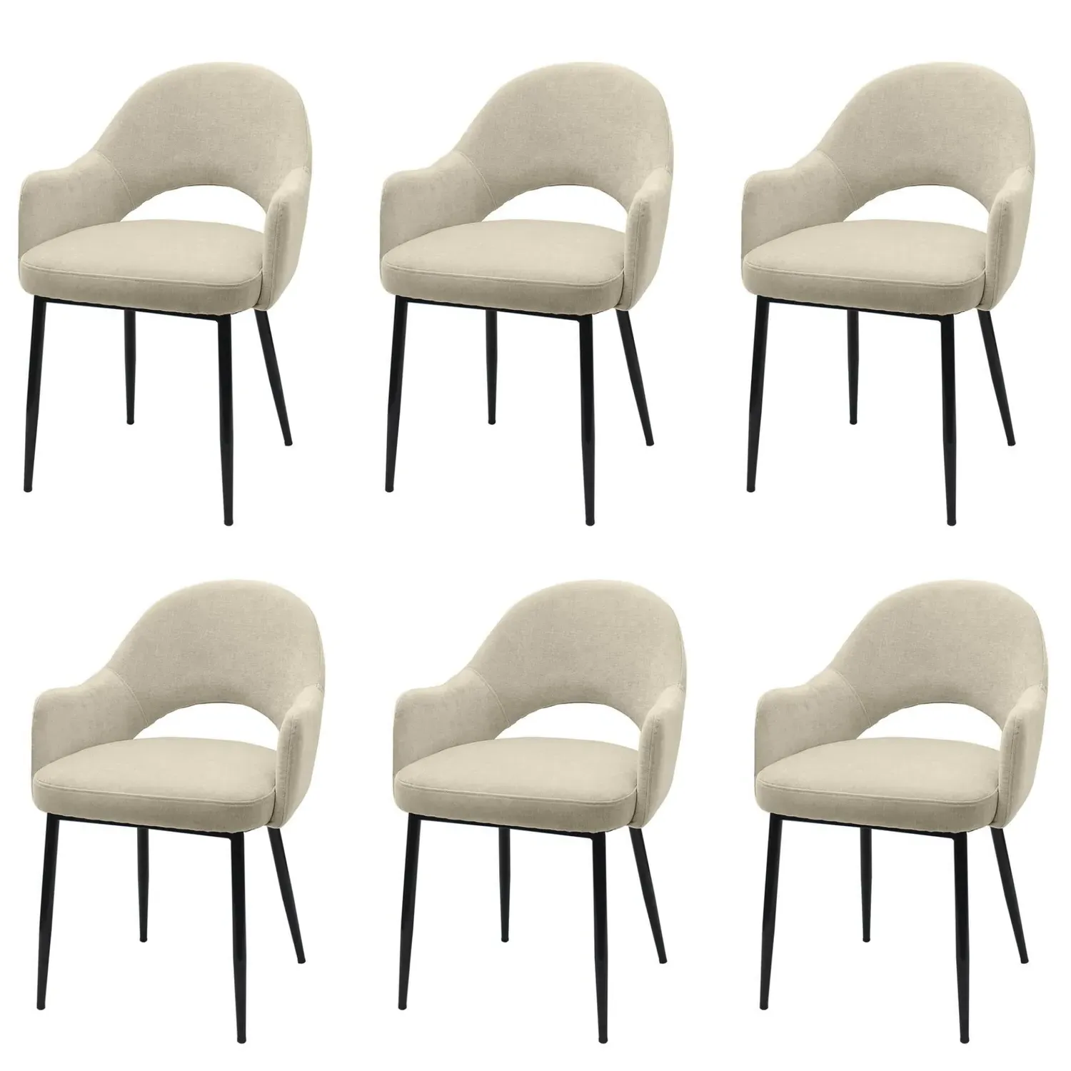 Colbie Set of 6 Dining Chairs - Beige, Chenille product