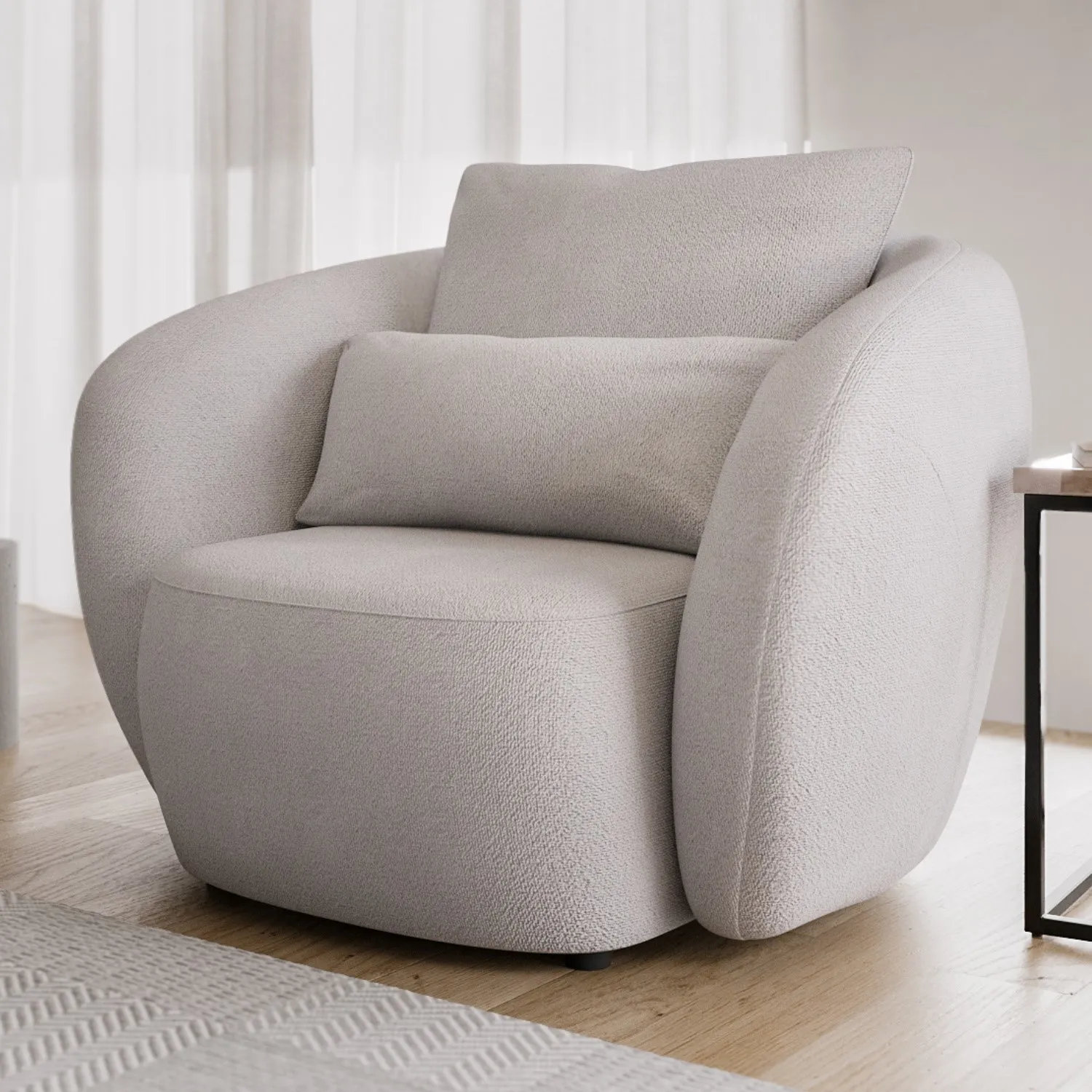 cream-boucle-armchair-with-cushion-vera image