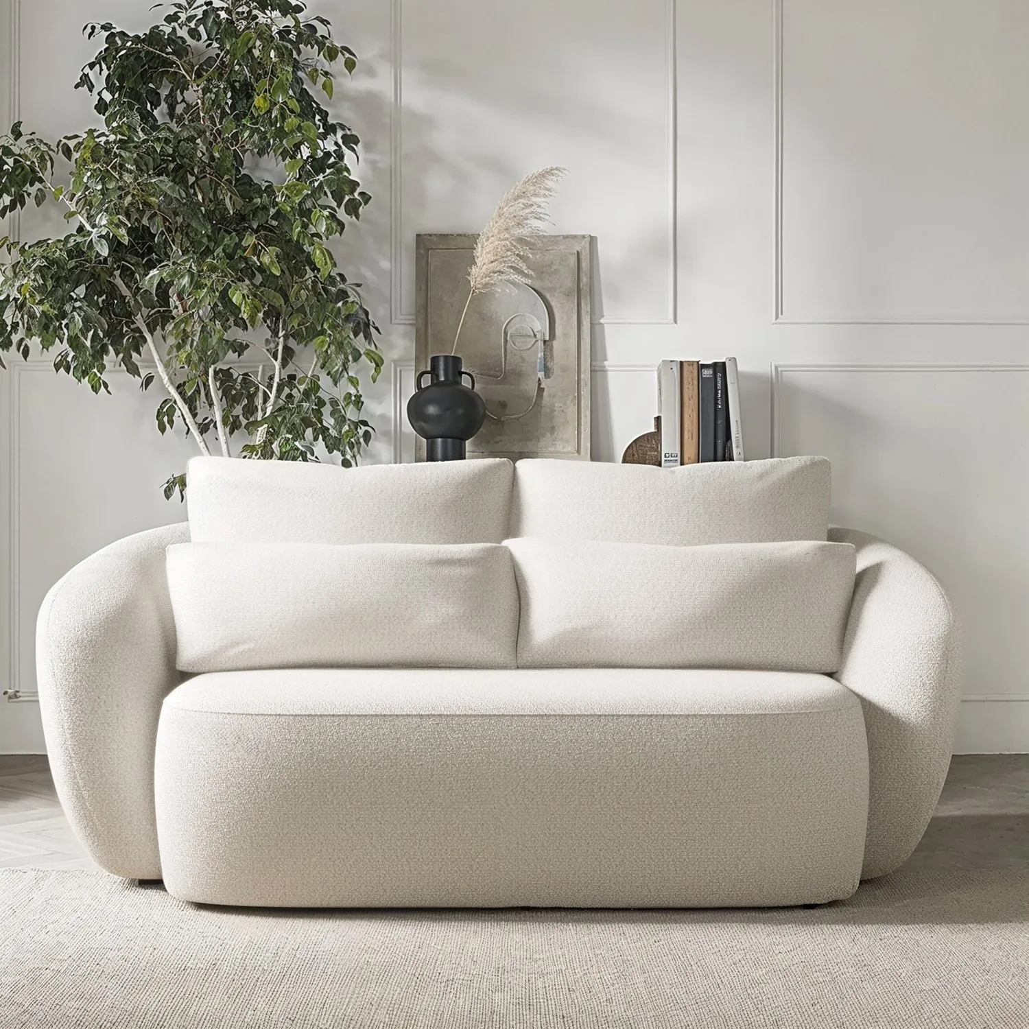 cream-boucle-curved-2-seater-sofa-vera image