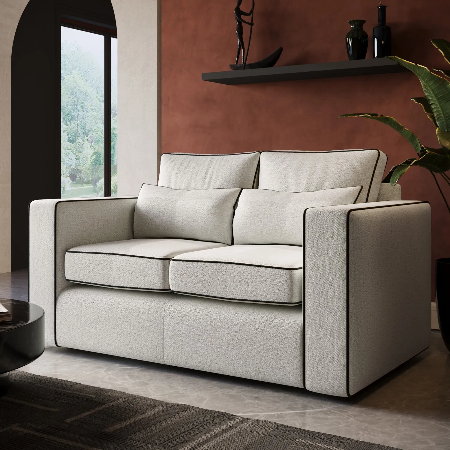 cream-fabric-piped-2-seater-sofa-coco image