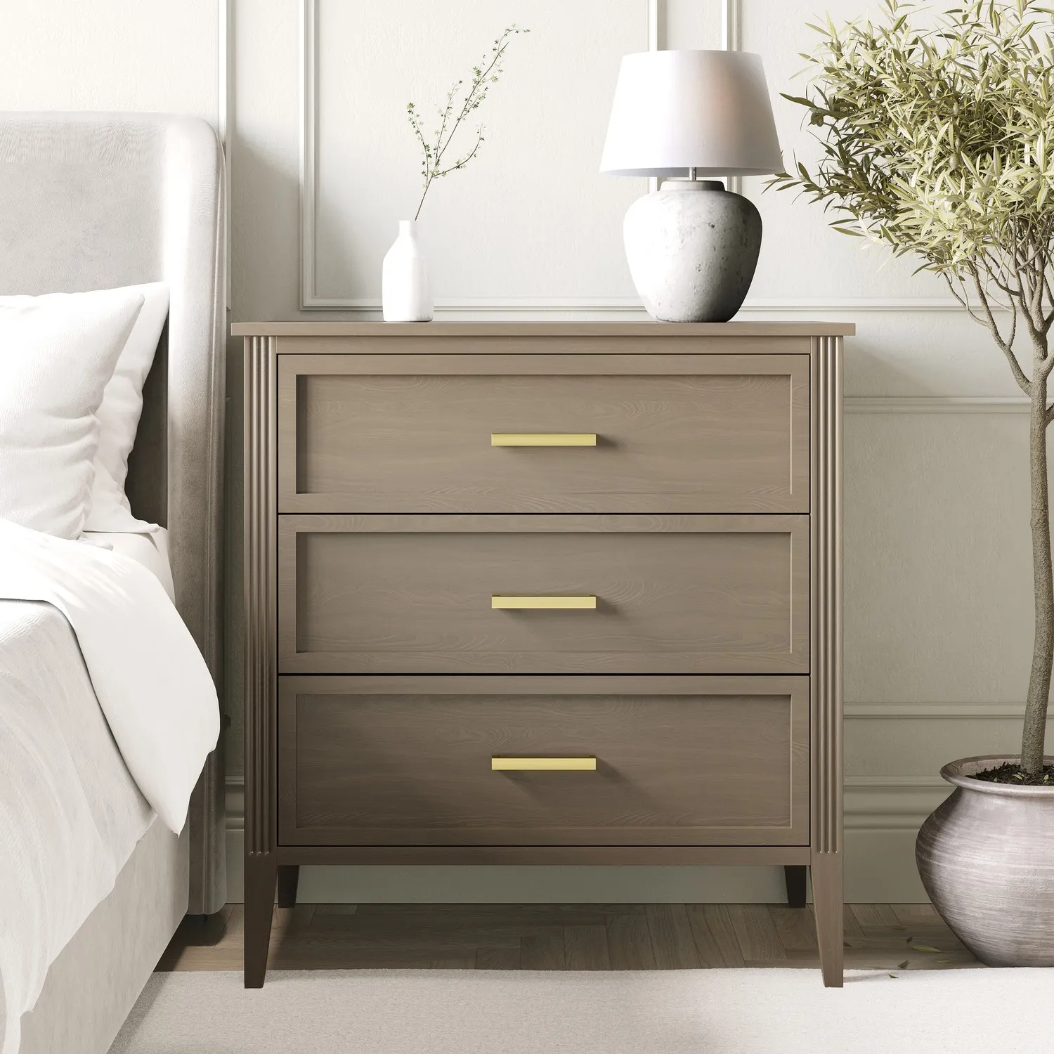 3 Drawer Chest of Drawers - Dark Wood, Solid Pine product