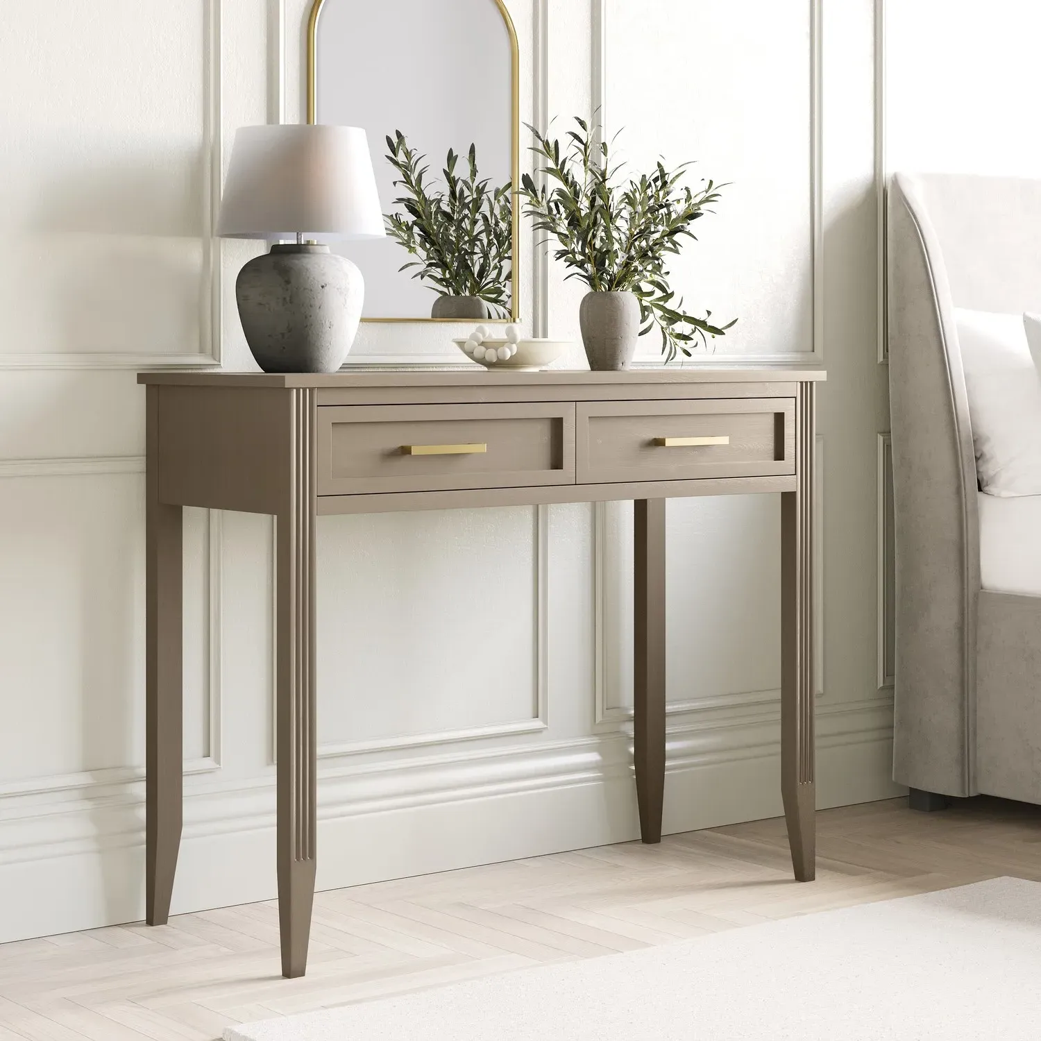 Delilah Dressing Table with 2 Drawers - Dark Wood, Solid Pine alternate view