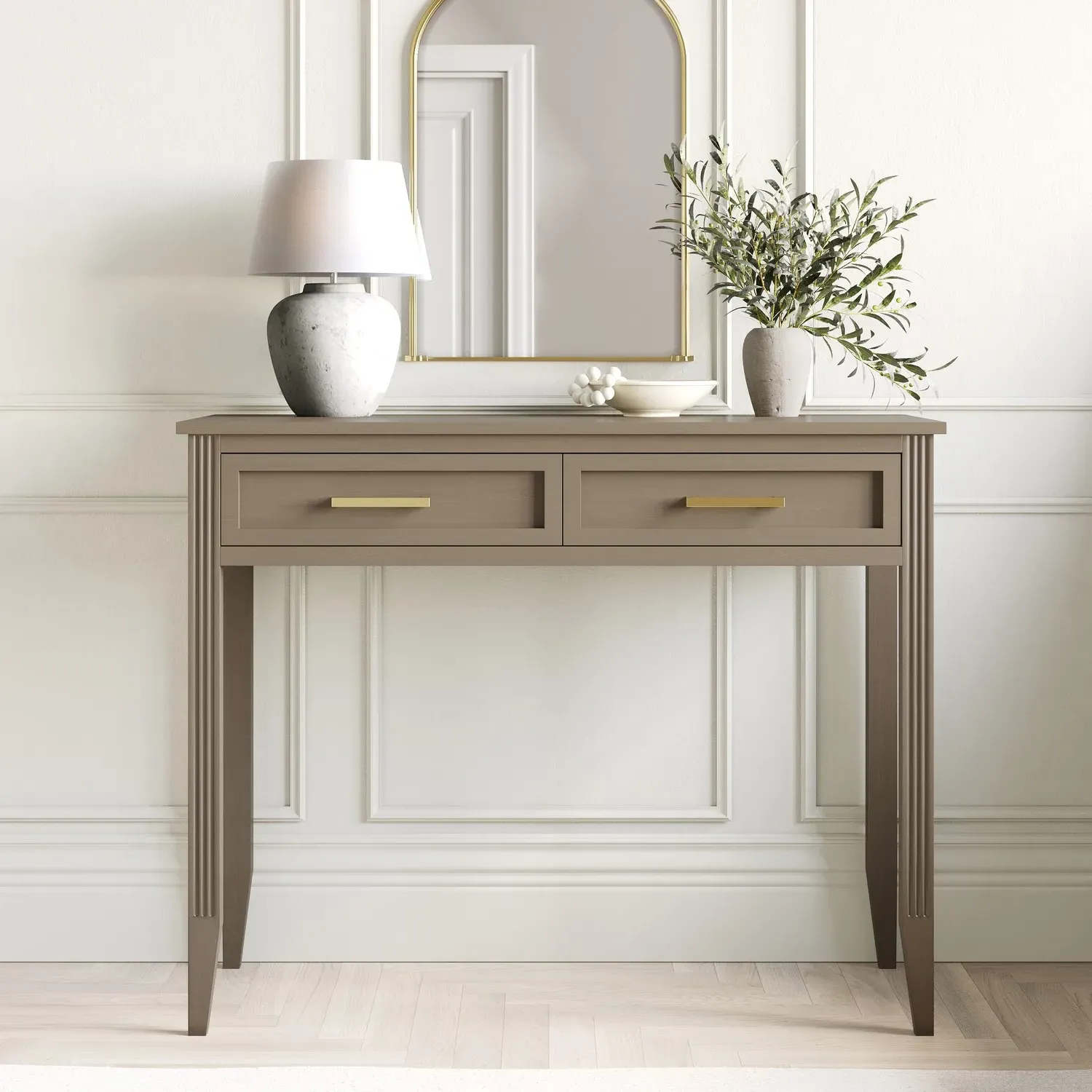 Delilah Dressing Table with 2 Drawers - Dark Wood, Solid Pine product