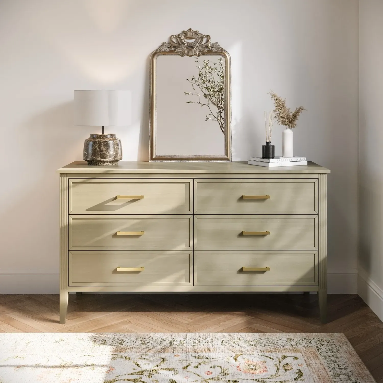 Wide 6 Drawer Chest of Drawers - Light Wood, Solid Pine product