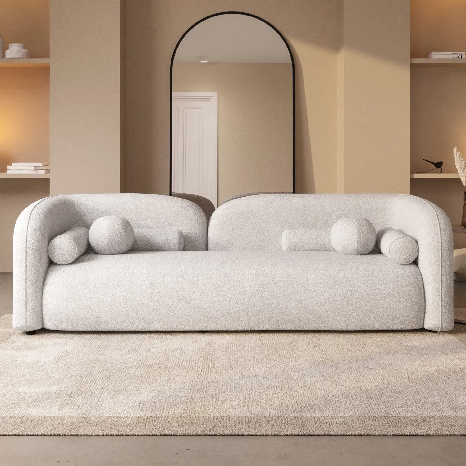 Curved 3-Seater Cloud Sofa - Cream, Boucle product