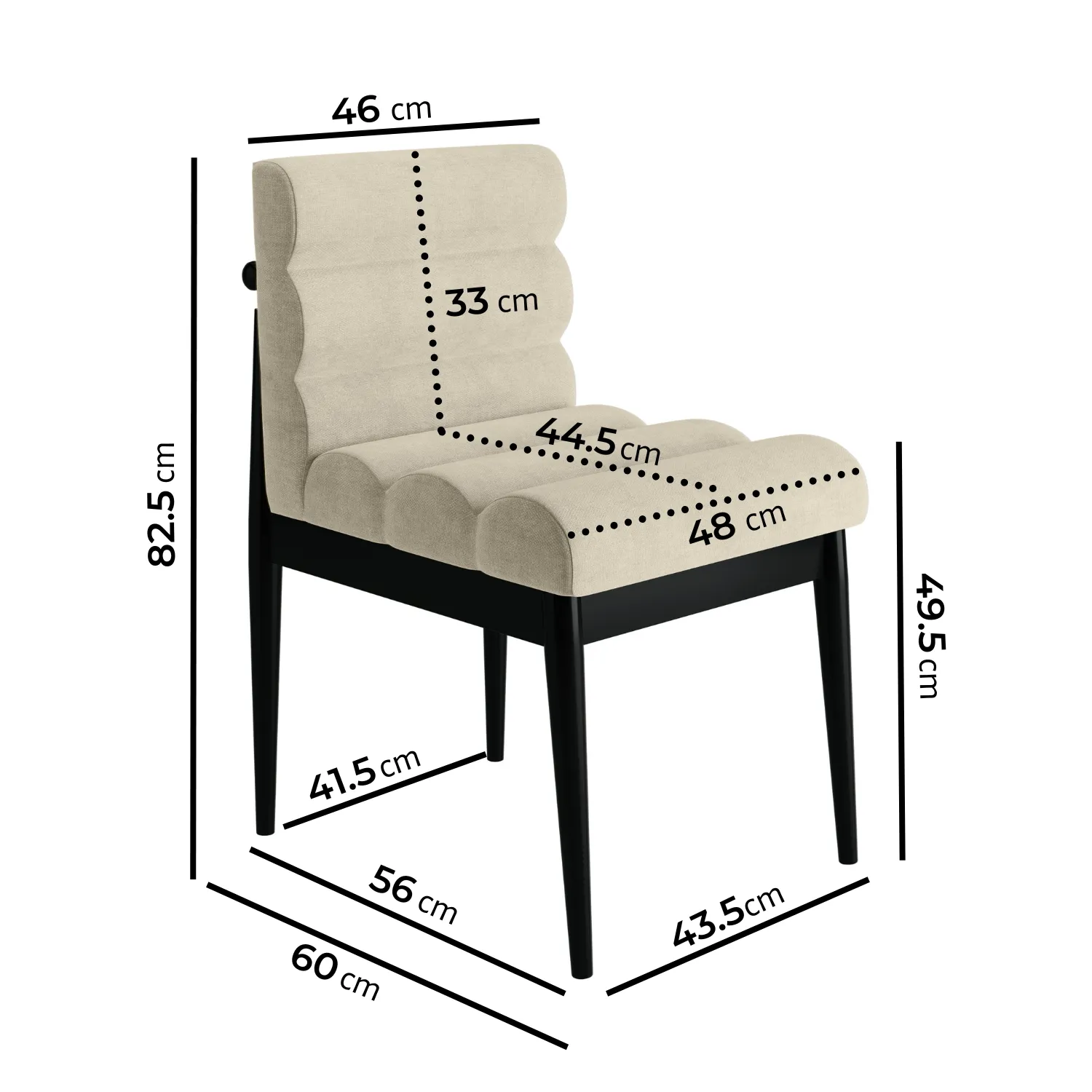 Set of 2 Sculpted Dining Chairs with Wooden Legs - Beige, Fabric alternate view