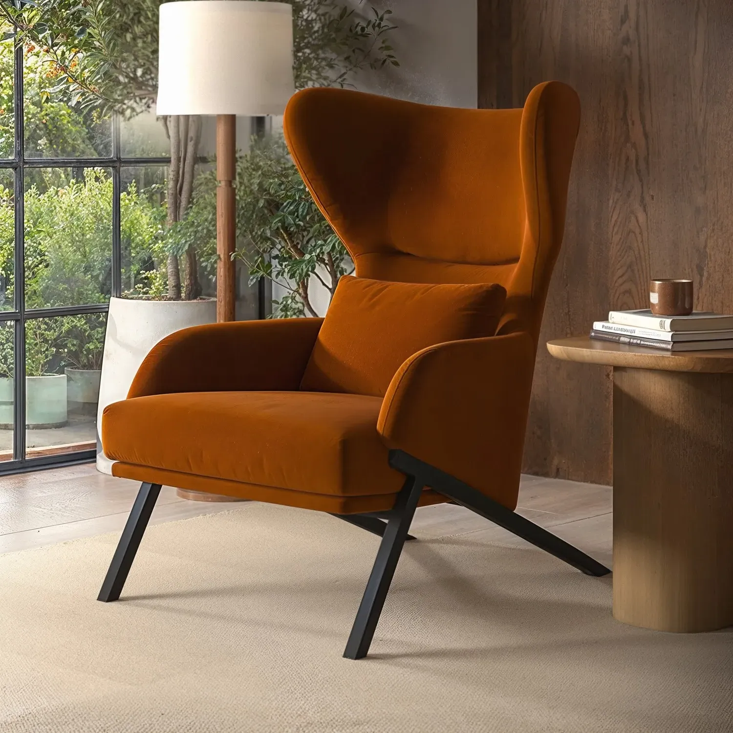 Clarence Wingback Accent Chair - Burnt Orange, Velvet product