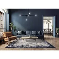 Large Rectangular Rug with Border - Navy, Polyester alternate view