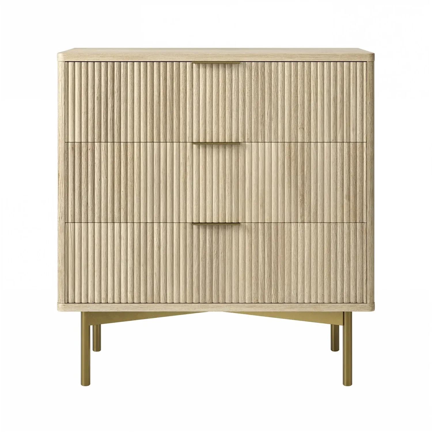 Ribbed 3 Drawer Chest of Drawers - Oak, MDF alternate view