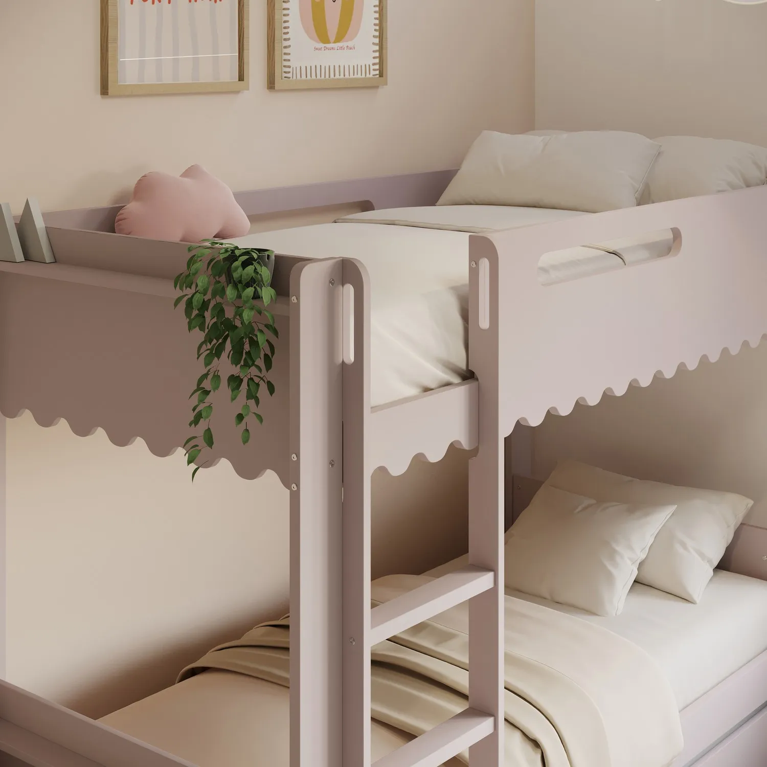 Gracie Scalloped Triple Sleeper Bunk Bed with Trundle - Pink alternate view