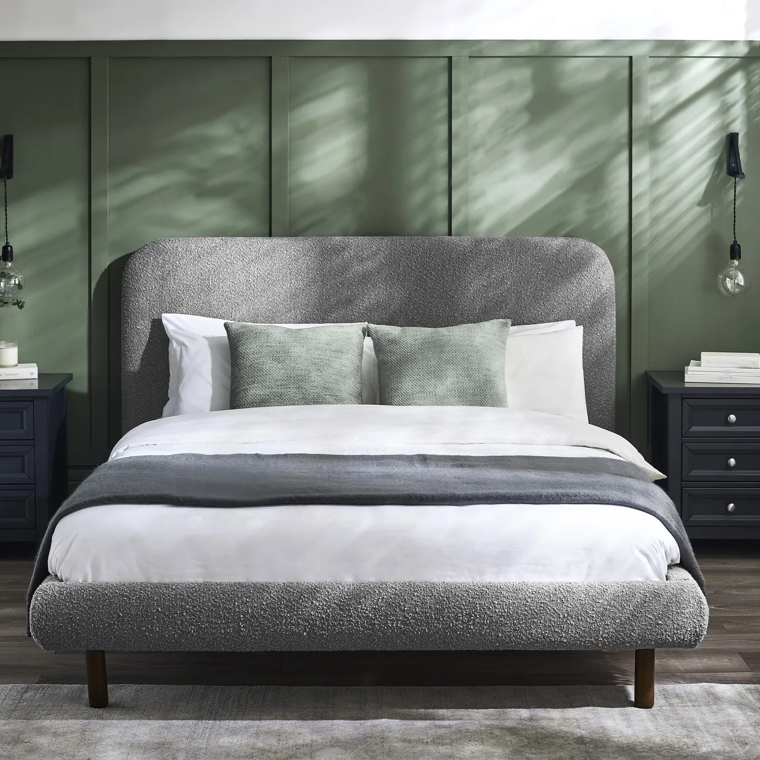 grey-boucle-double-bed-frame-julian-bowen image